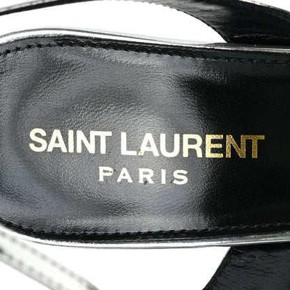 Saint Laurent Metallic Patent Jodie 95 Platform Sandals 38.5 Silver 7 of 9