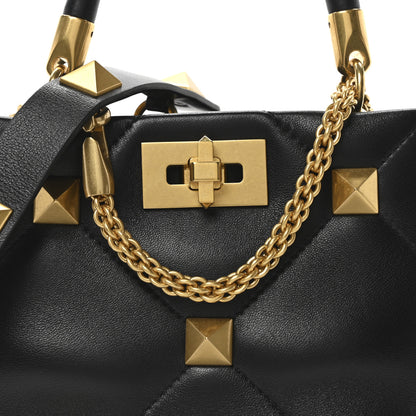 Valentino Garavani Nappa Small Roman Stud The Handle Bag Black 7 of 9