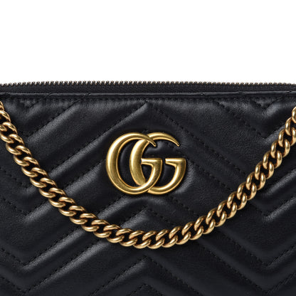 Gucci Calfskin Matelasse Mini GG Marmont Chain Bag Black 13 of 14
