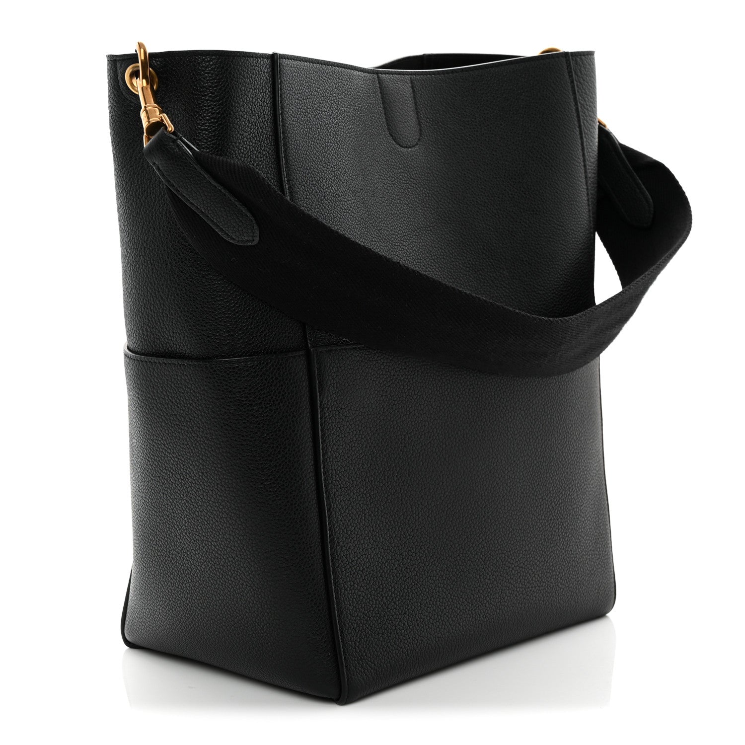 Celine Soft Grained Calfskin Sangle Bucket Bag Black 3 of 11