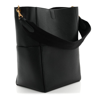 Celine Soft Grained Calfskin Sangle Bucket Bag Black 3 of 11