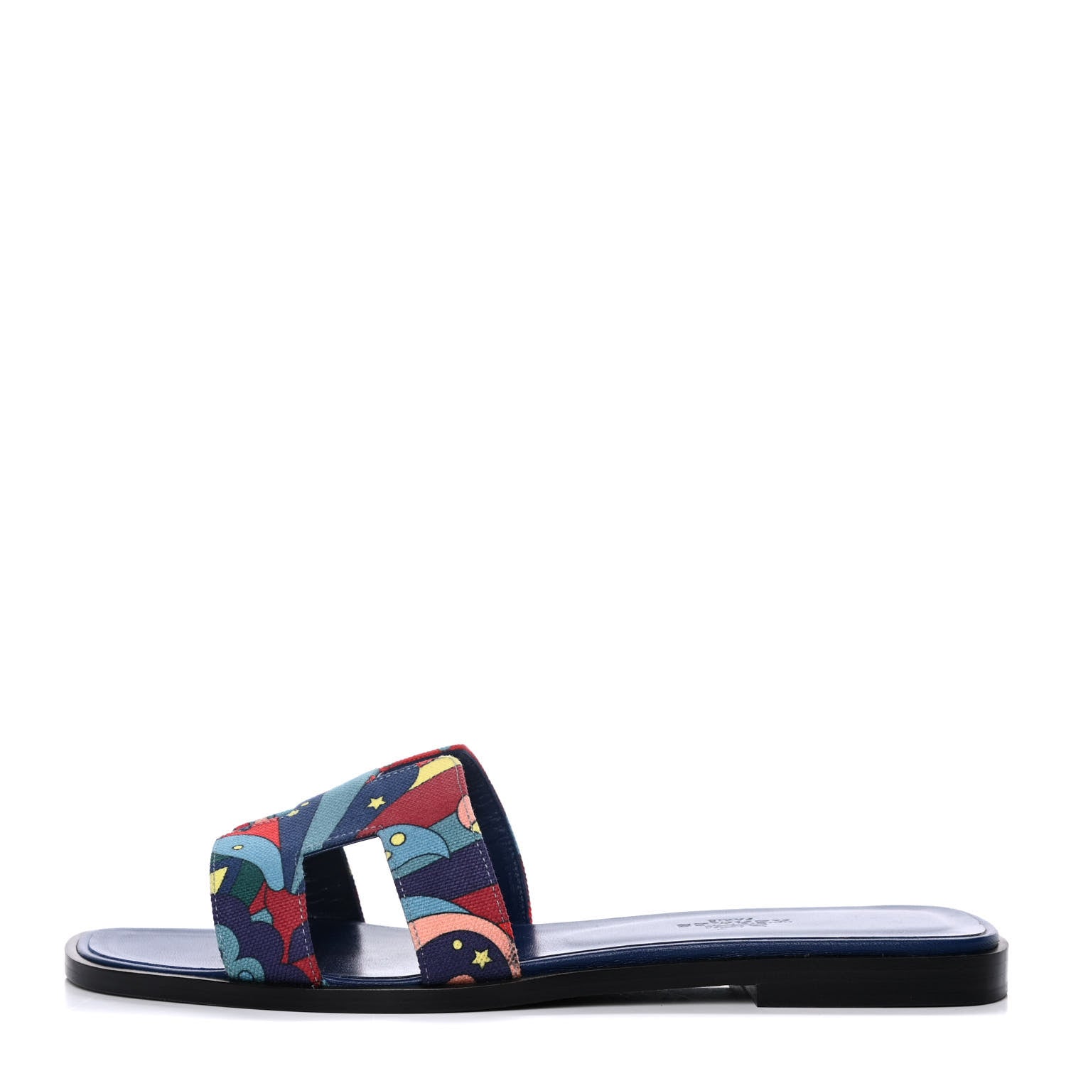 Hermes Canvas Faubourg Rainbow Oran Sandals 37.5 Multicolore Bleu Maritime 1 of 10