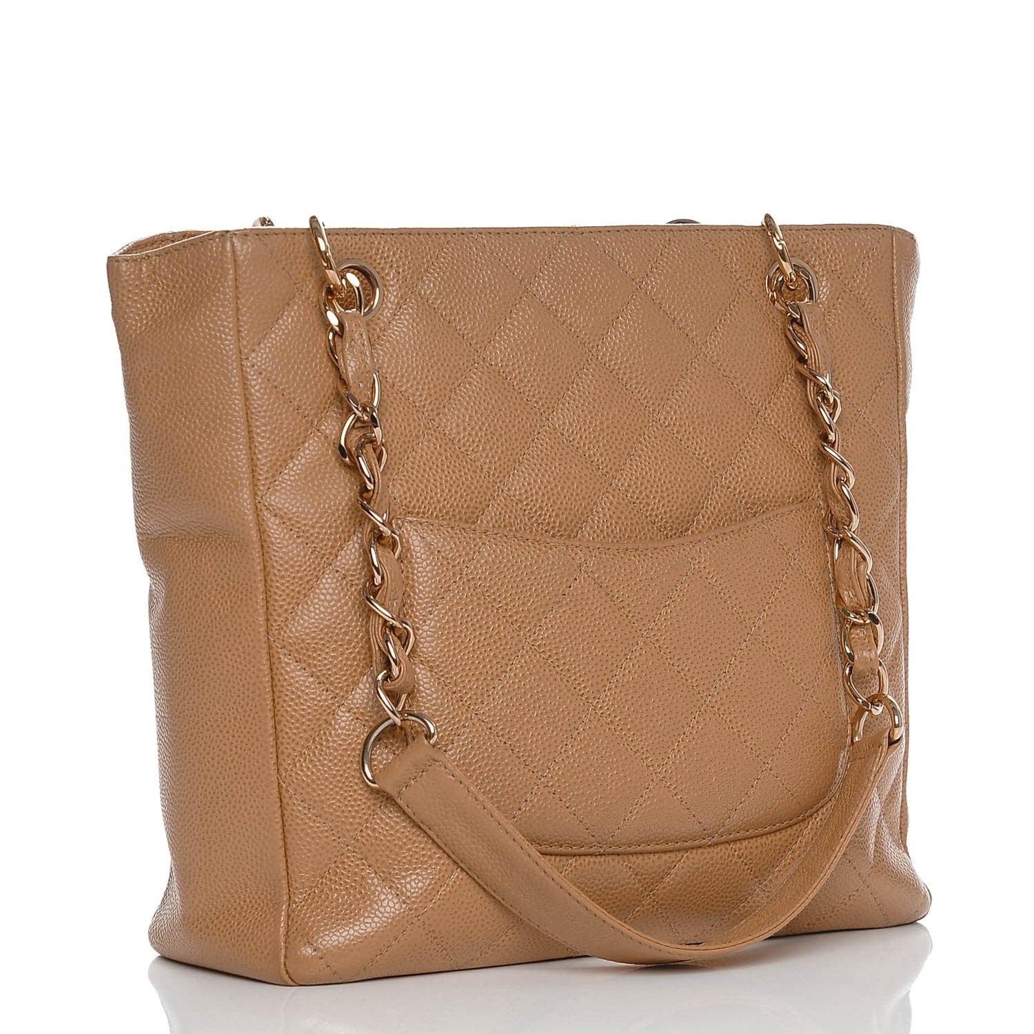 Chanel Caviar Quilted Petit Shopping Tote PST Dark Beige 3 of 8