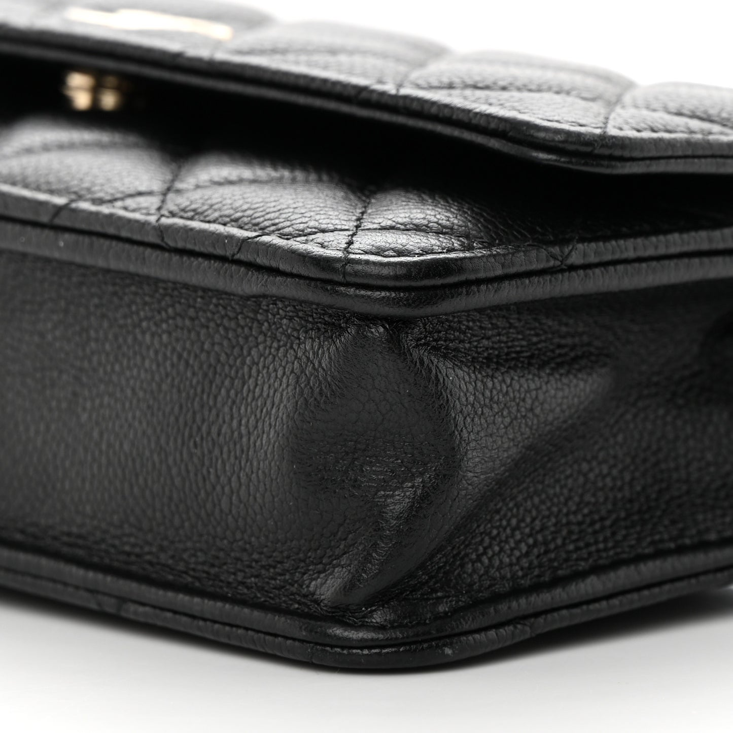 Caviar Quilted Tiny CC Wallet on Chain WOC Black