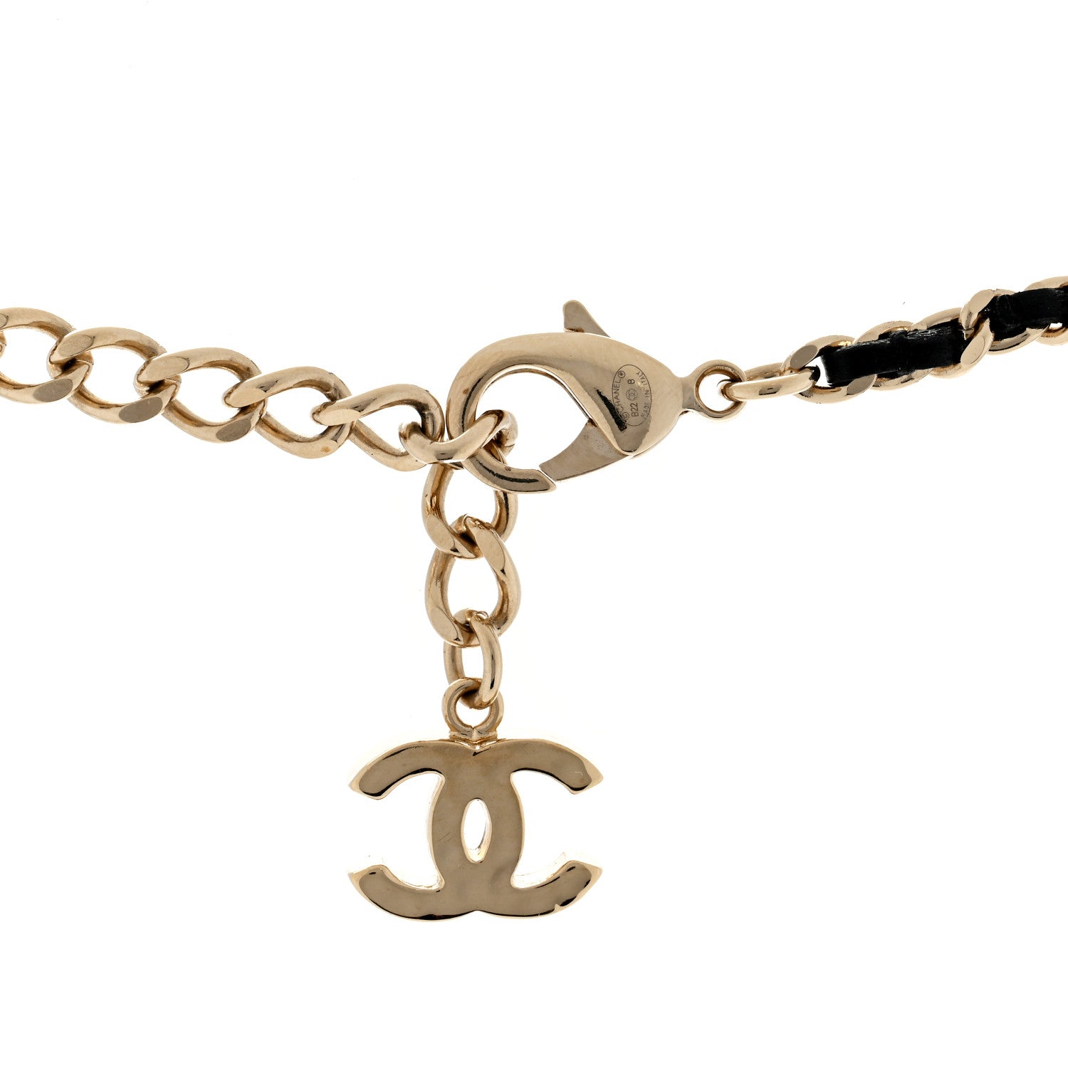 Chanel Pearl Crystal Lambskin CC Necklace Gold Black 3 of 3