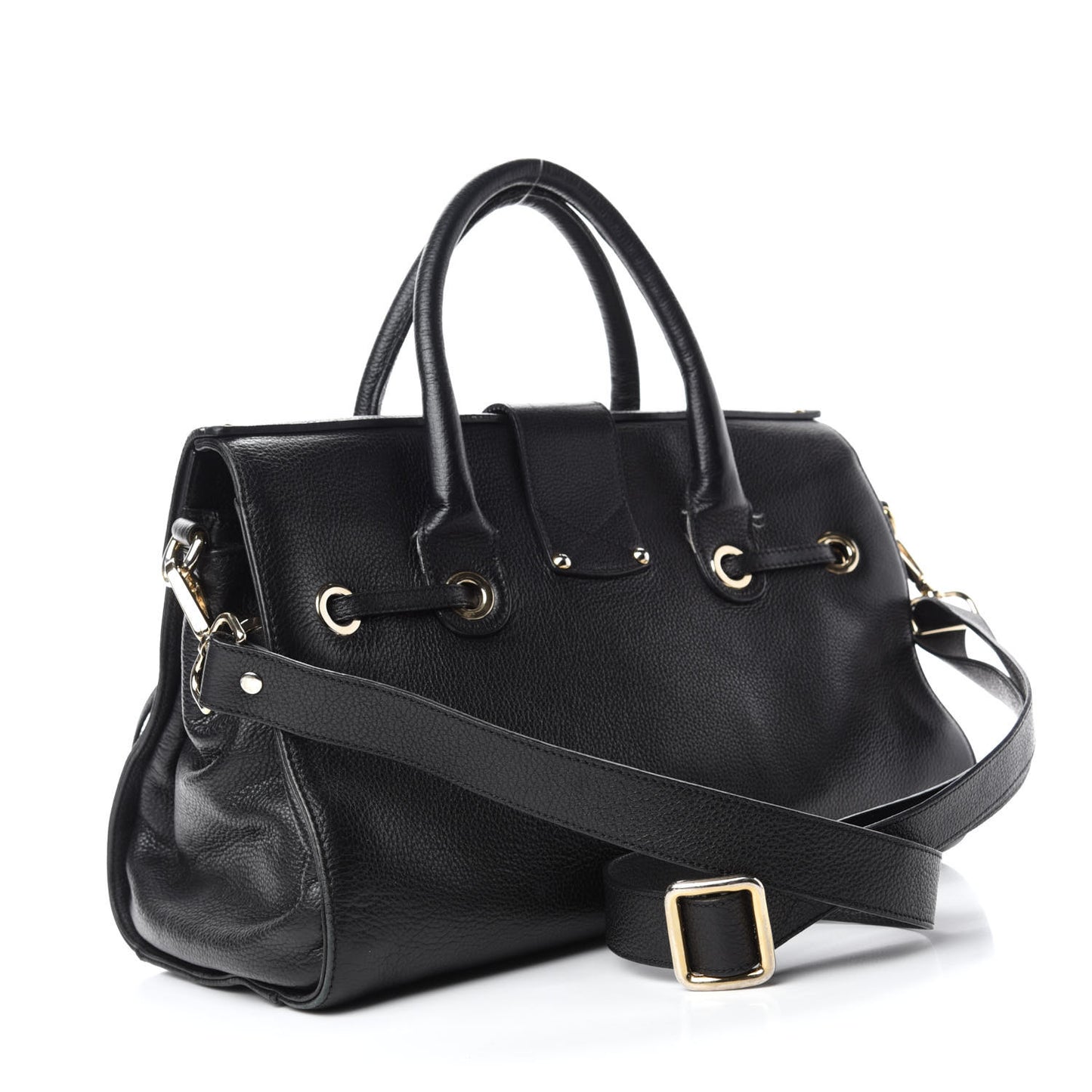 Calfskin Large Rosalie Satchel Black
