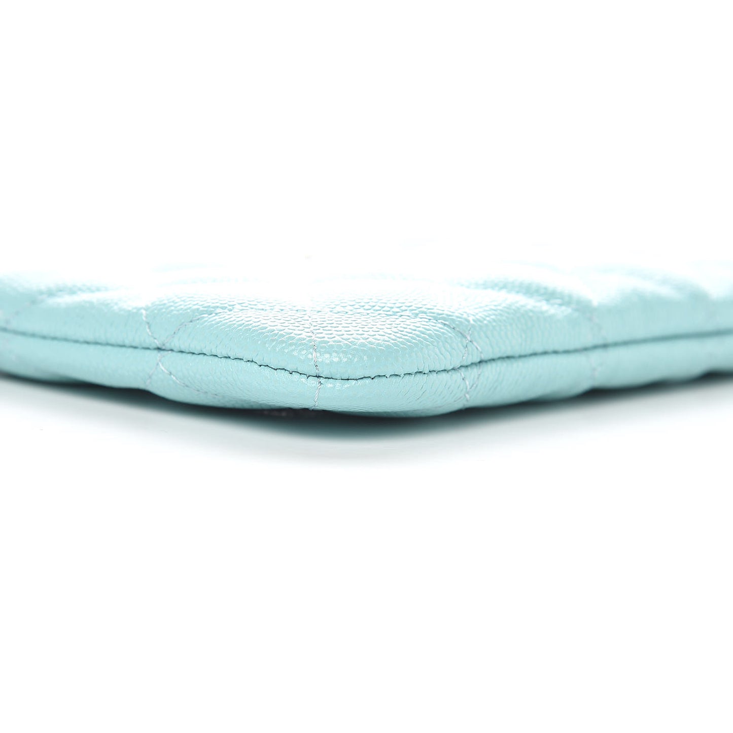 Caviar Quilted Small Cosmetic Case Light Blue