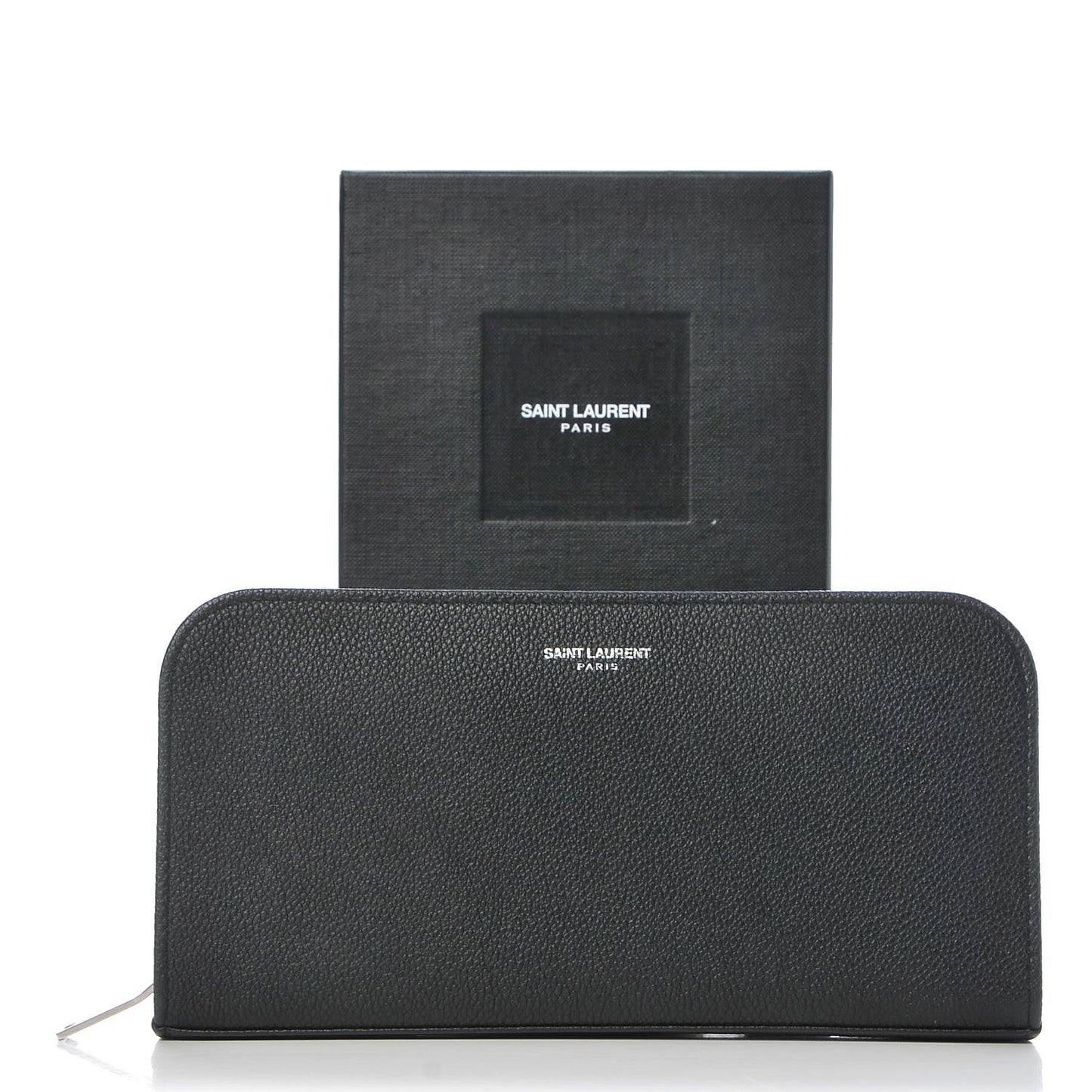 Grained Calfskin Classic Zip Around Continental Wallet Black