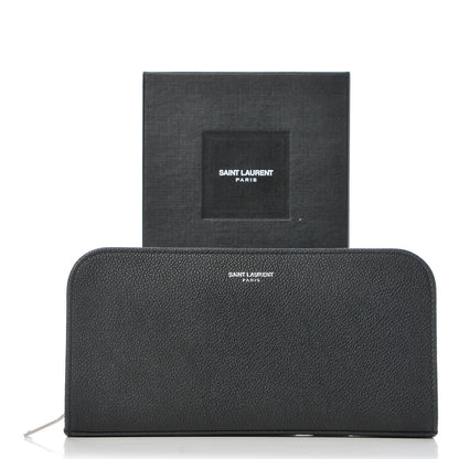 Saint Laurent Grained Calfskin Classic Zip Around Continental Wallet Black 7 of 7