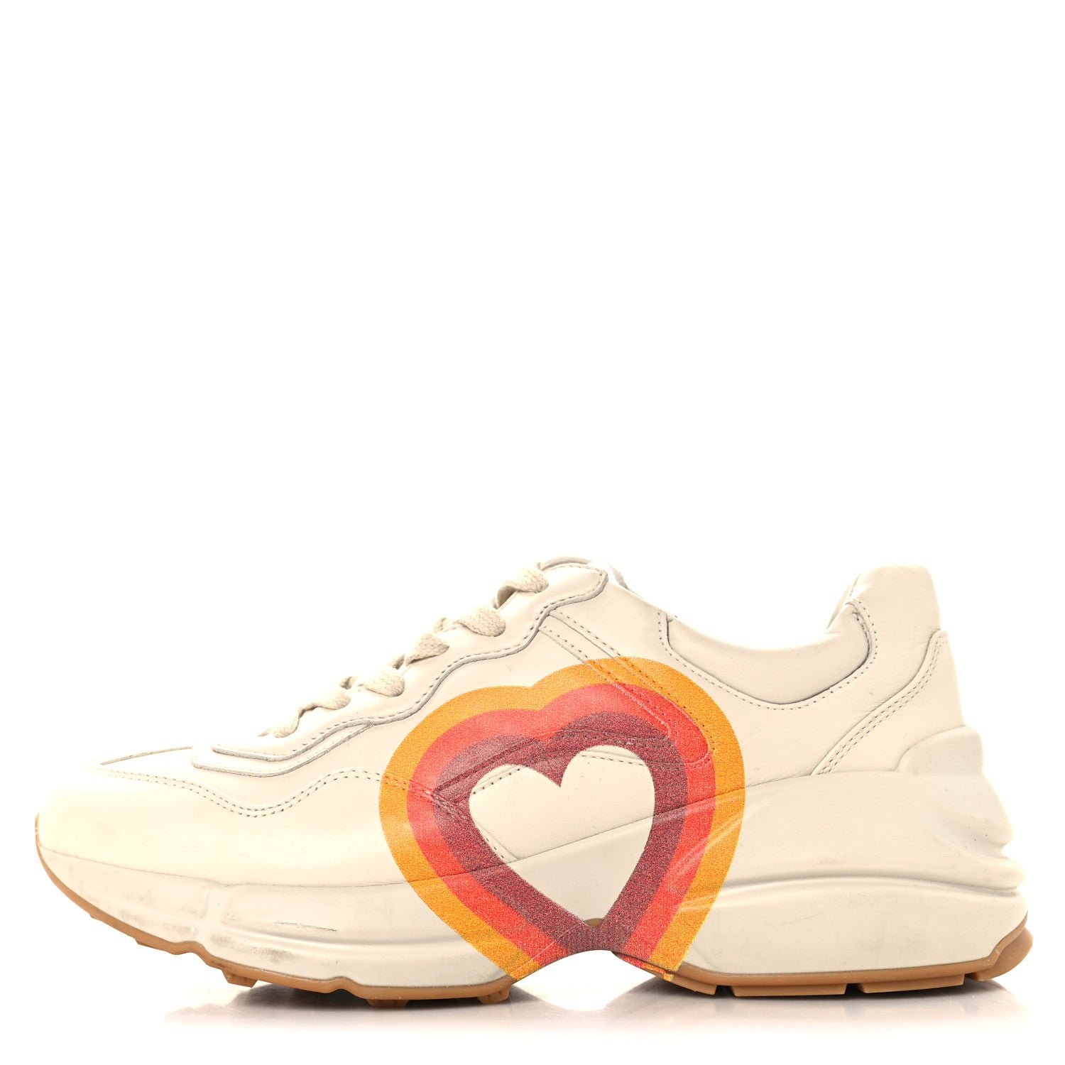 Gucci Calfskin Interlocking G Heart Rhyton Sneakers 36.5 Mystic White 1 of 11