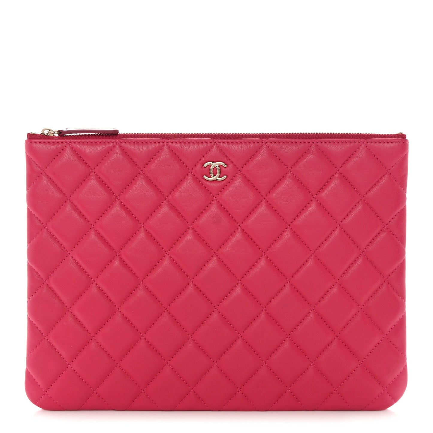 Lambskin Quilted Medium Cosmetic Case Pink