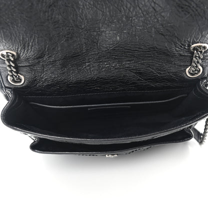 Saint Laurent Crinkled Calfskin Matelasse Monogram Baby Niki Chain Satchel Black 5 of 8