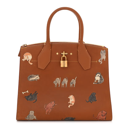 Louis Vuitton Calfskin Catogram City Steamer MM Chataigne 1 of 9
