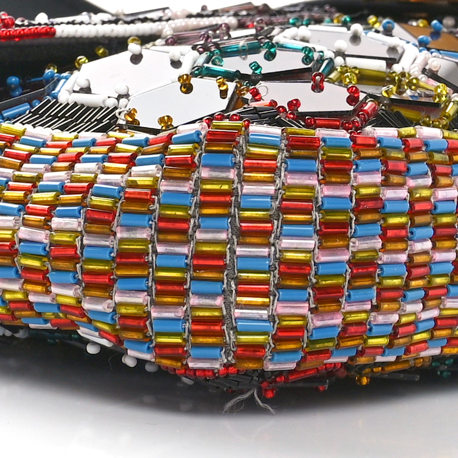 Fendi Snakeskin Beaded Embroidered Tortoise Baguette Black Multicolor 9 of 10