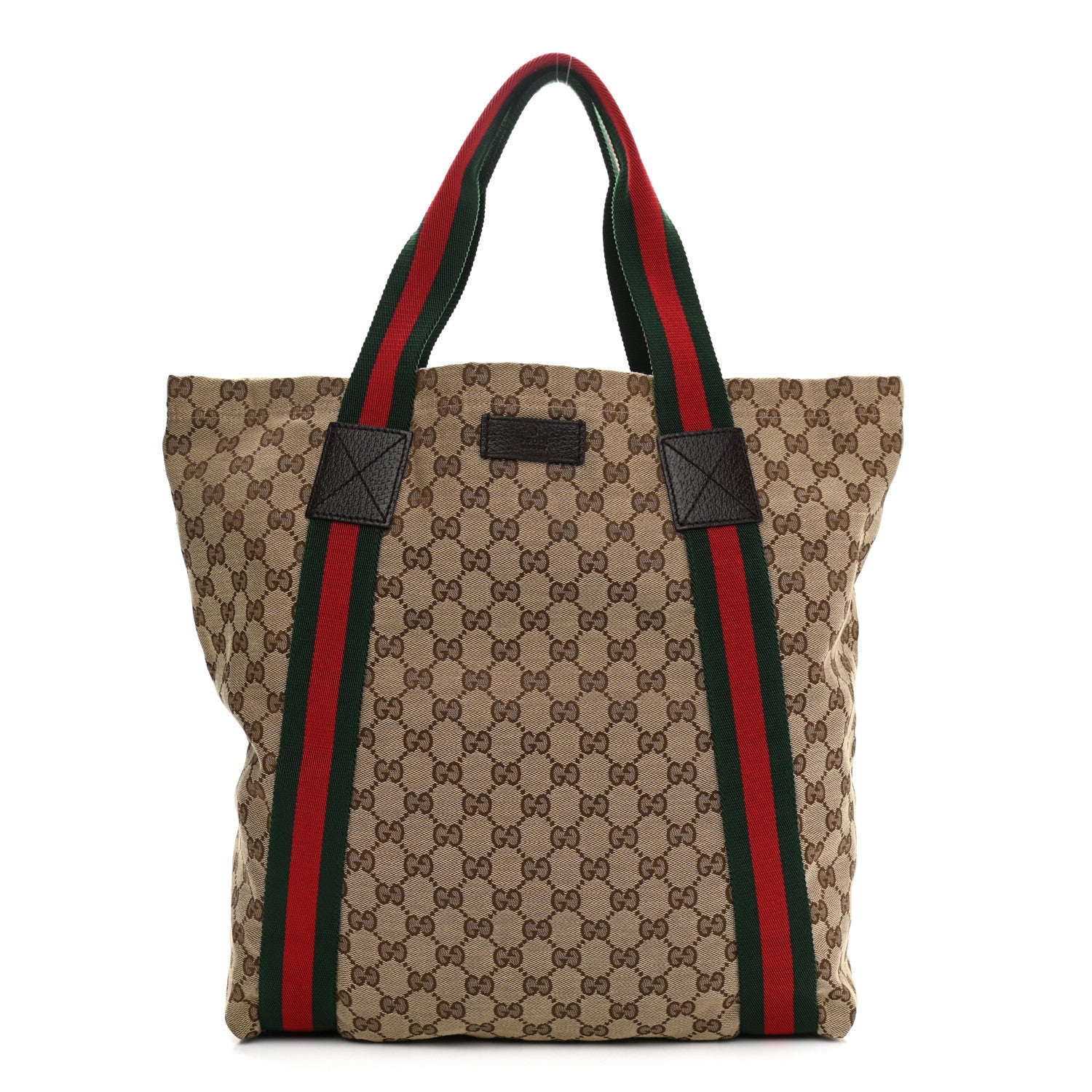 Gucci GG Monogram Medium Web Handle Vertical Tote Dark Brown 1 of 11