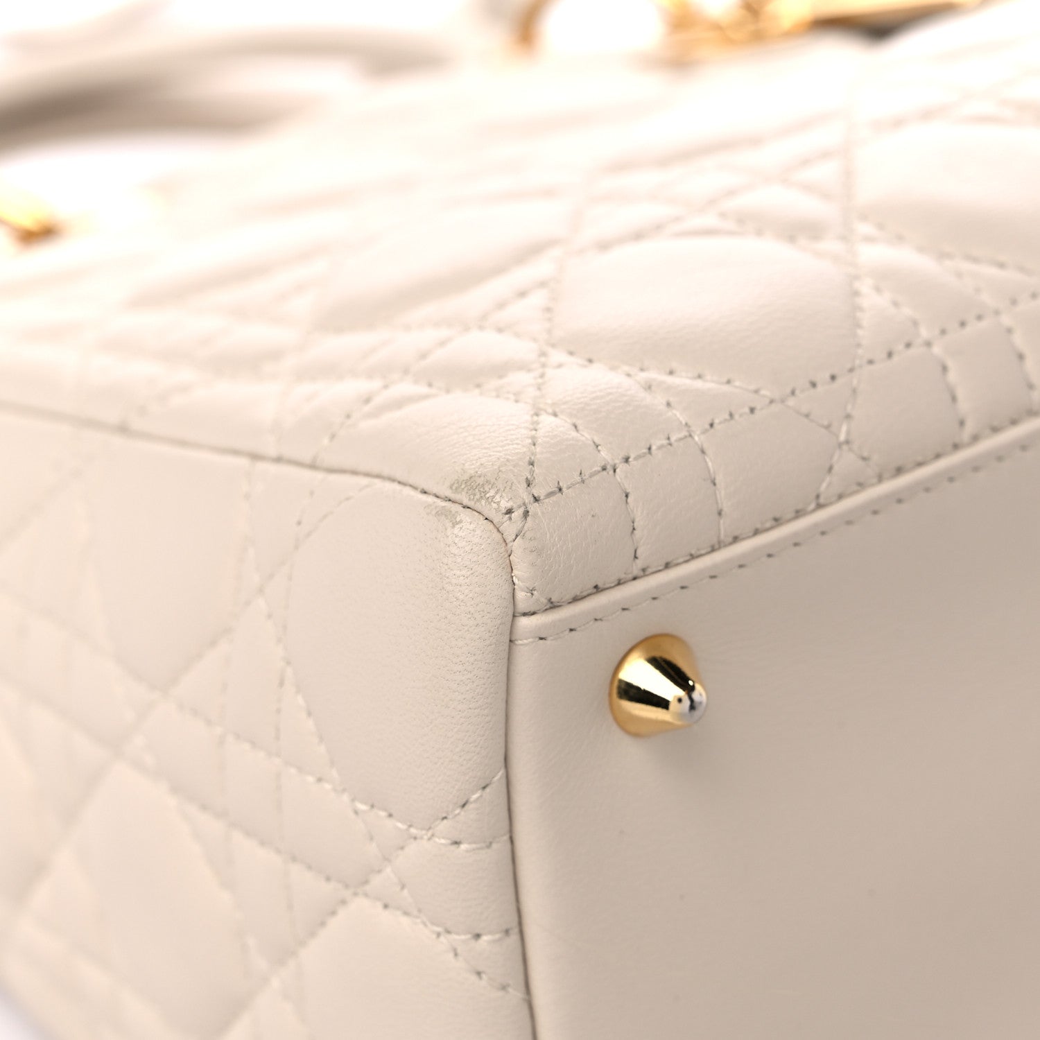 Christian Dior Lambskin Cannage Medium Lady Dior Light Beige 8 of 14