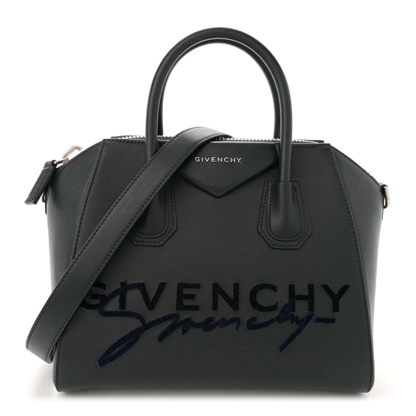 Calfskin Signature Logo Small Antigona Black