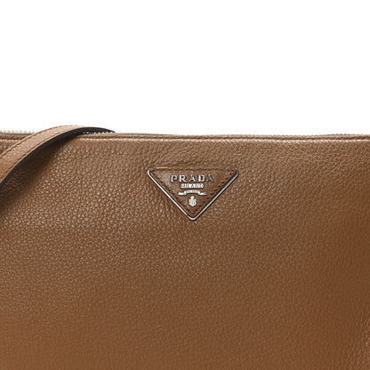 Prada Vitello Daino Zippered Crossbody Bag Brandy 7 of 9