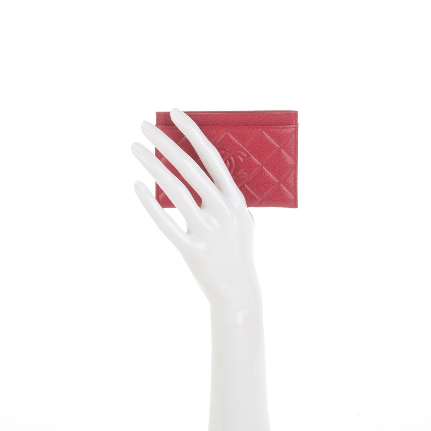Caviar Quilted Diamond CC Card Holder Dark Pink