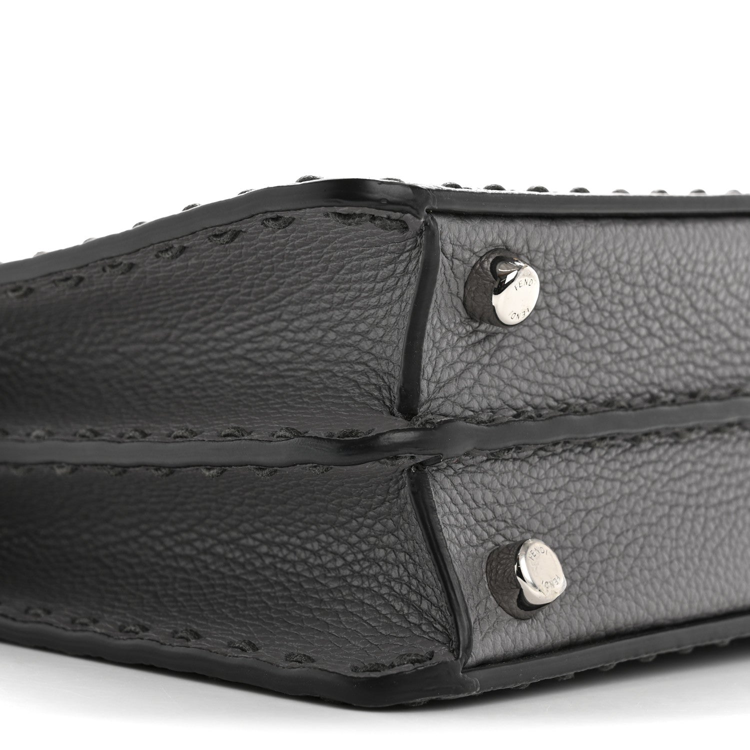 Fendi Cuoio Romano Selleria Macro Stitching Mini Peekaboo I SEE U Iconic Satchel Argento 8 of 11