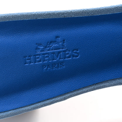 Hermes Suede Goatskin Oasis Sandals 38.5 Bleu Cameo 6 of 9