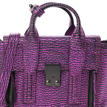 3.1 Phillip Lim Metallic Textured Calfskin Mini Pashli Satchel Purple 8 of 12