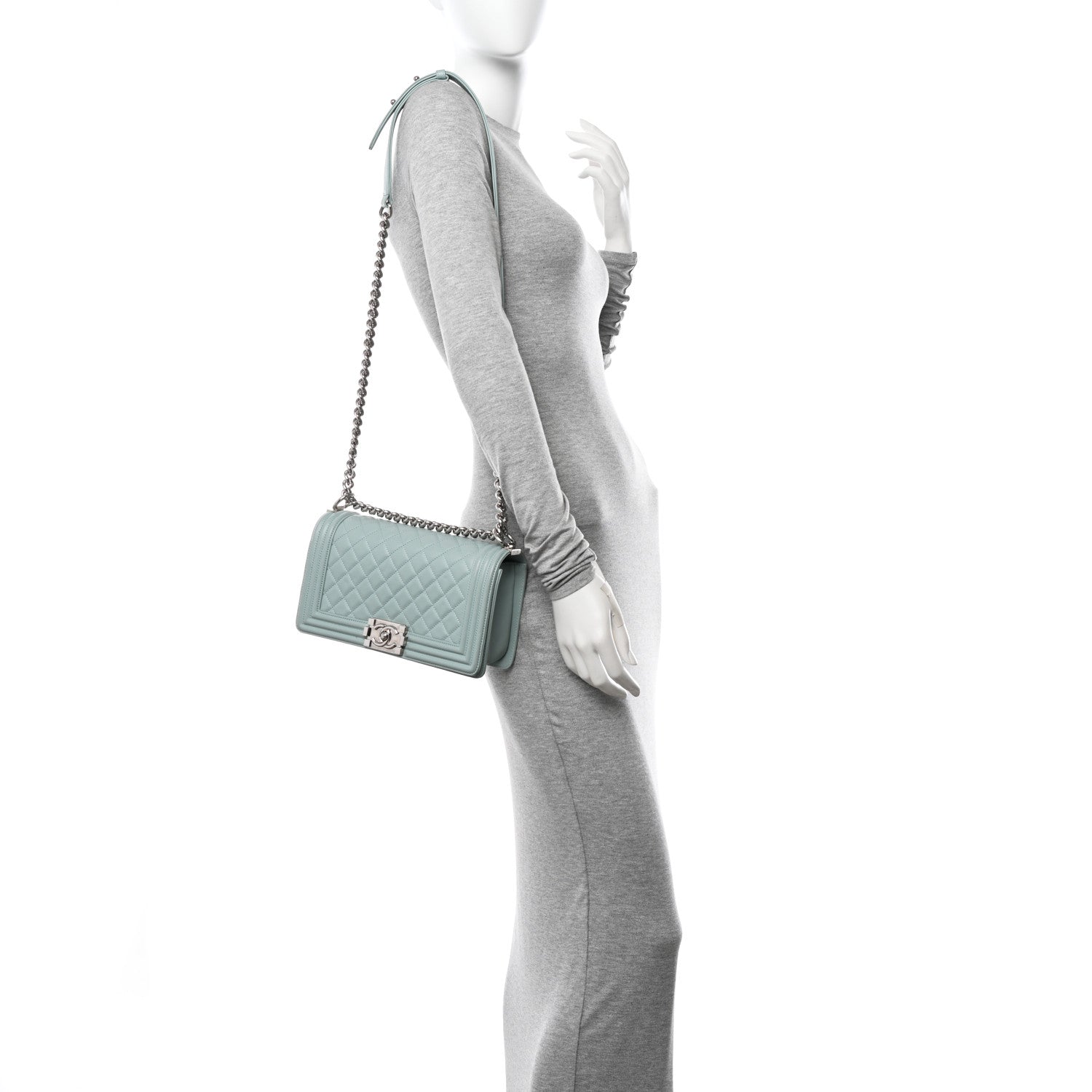 Chanel Lambskin Quilted Medium Boy Flap Light Blue 2 of 11