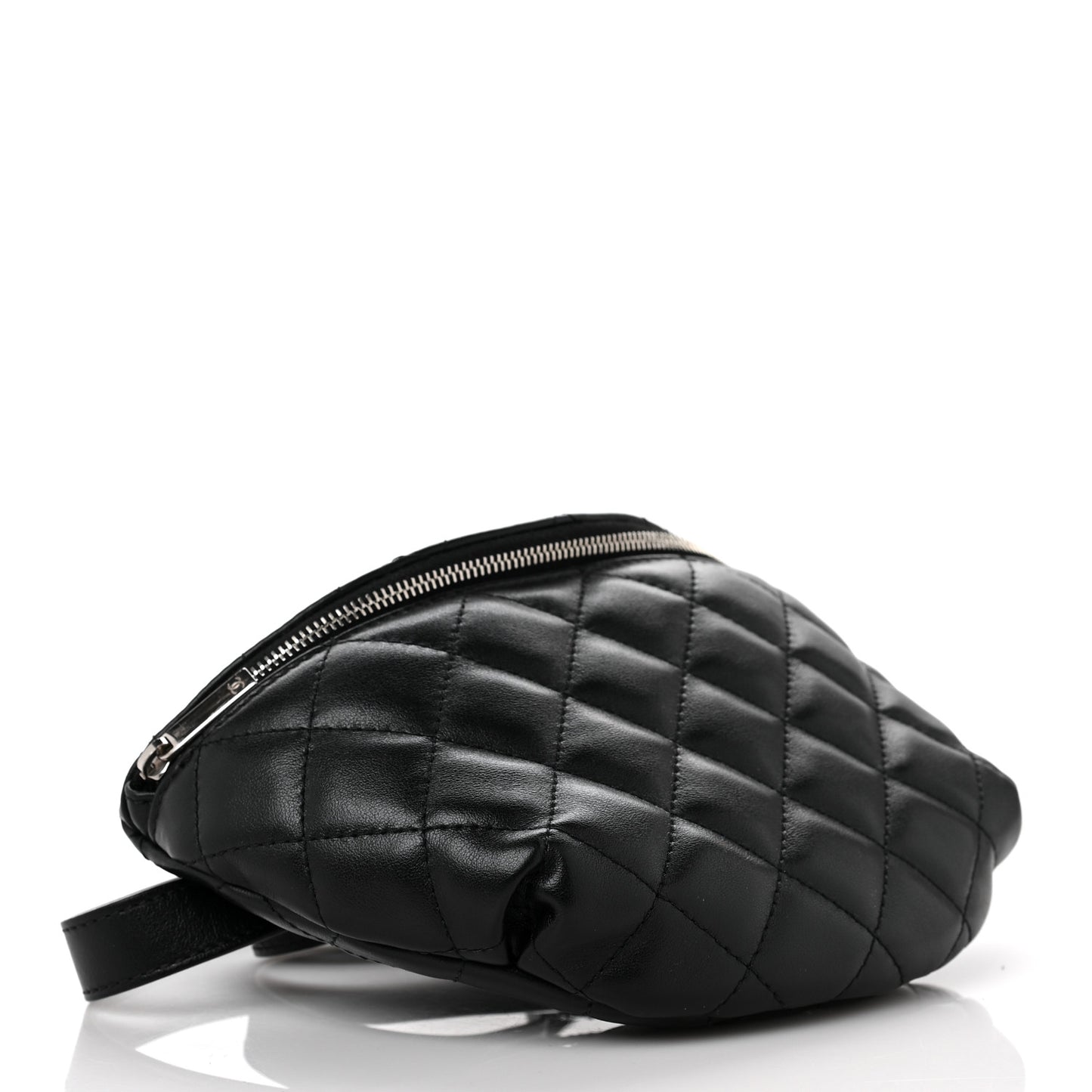 Lambskin Quilted Waist Belt Bag Black