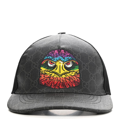 Gucci GG Supreme Monogram Eagle Print Baseball Hat XS Black 3 of 10