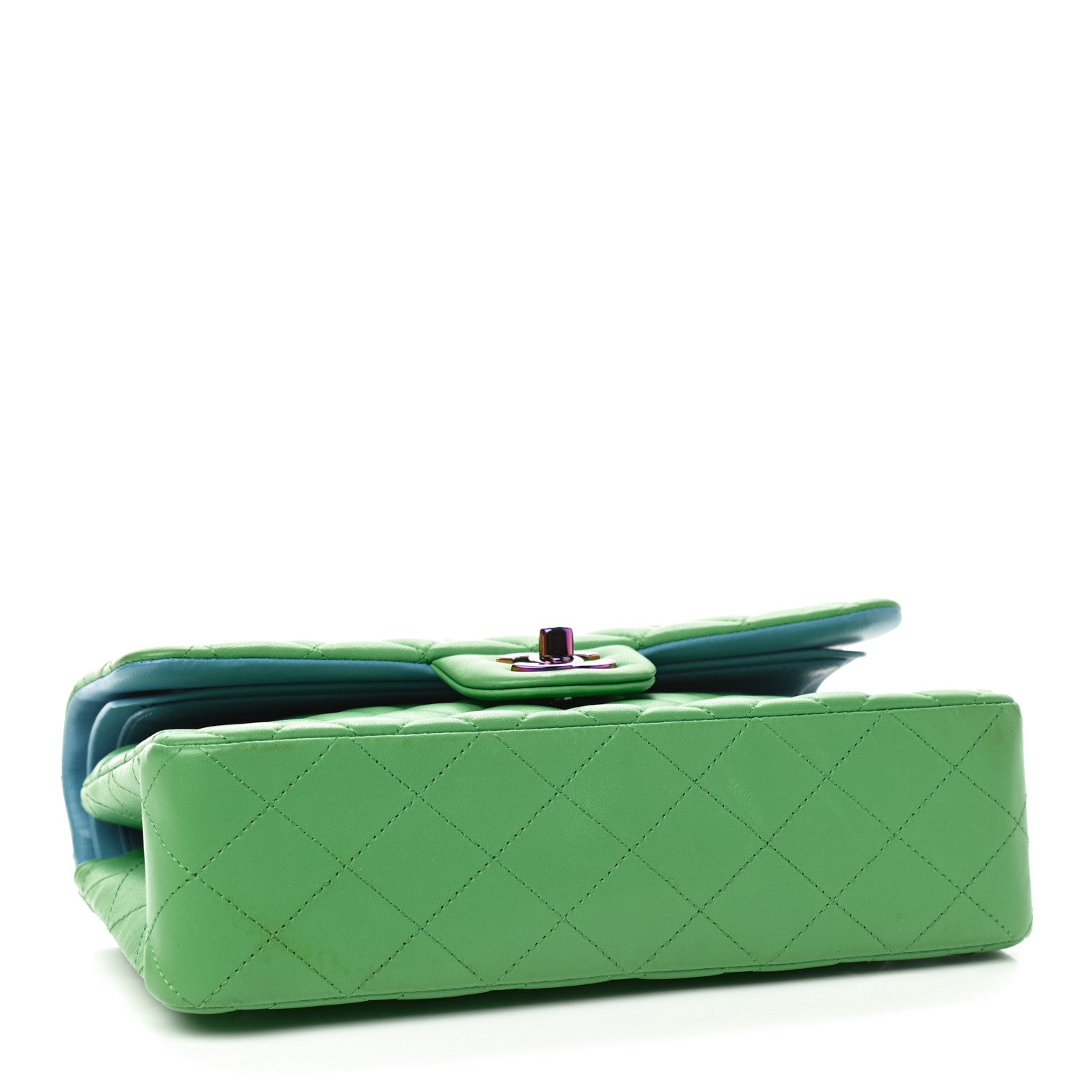 Chanel Lambskin Quilted Small Double Flap Green Blue 4 of 9