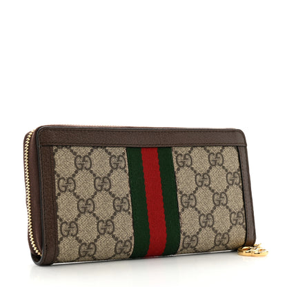 Gucci GG Supreme Monogram Web Ophidia Zip Around Wallet Brown 3 of 9