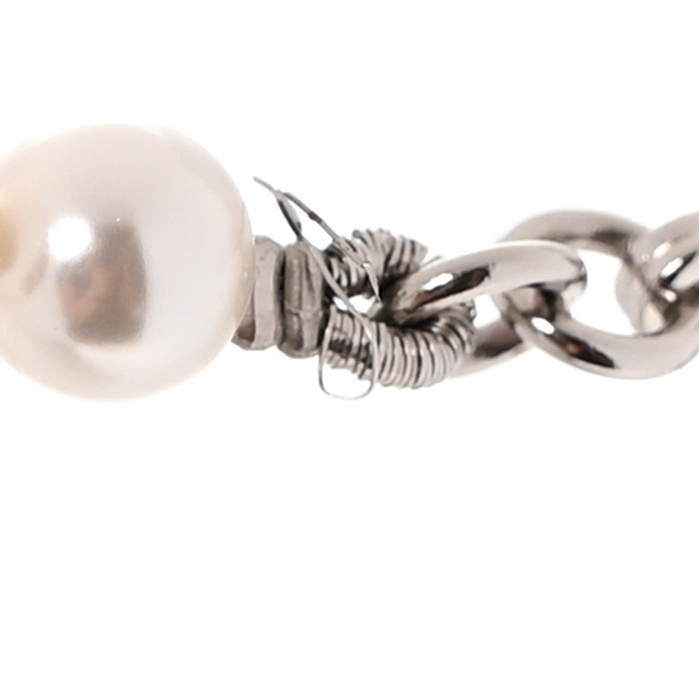 Pearl Resin CC Choker Necklace Pearly White Silver