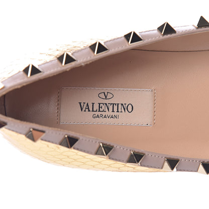 Valentino Garavani Metallic Watersnake Rockstud Ballerina Flats 40 Gold Poudre 6 of 10