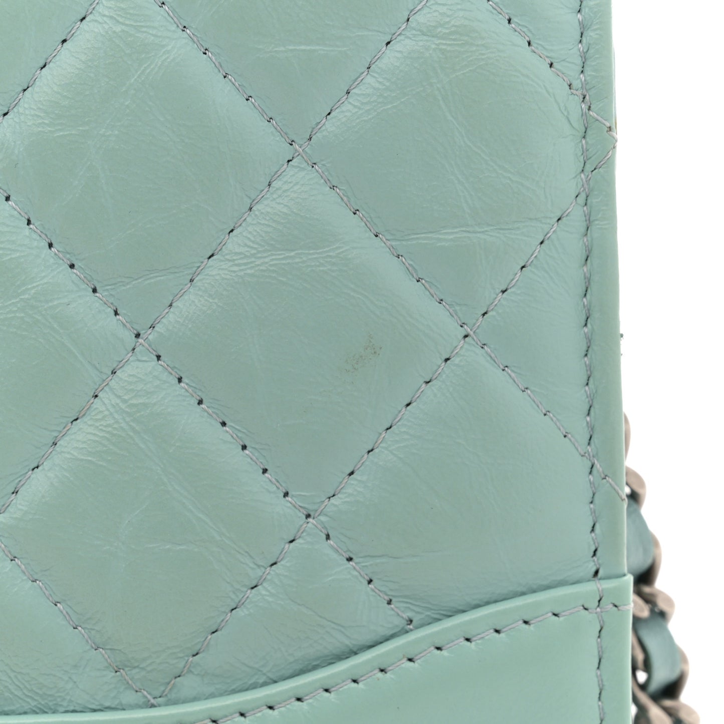 Aged Calfskin Quilted Gabrielle Wallet On Chain WOC Light Blue