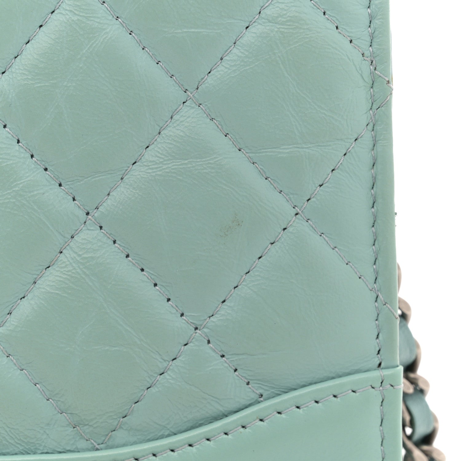 Chanel Aged Calfskin Quilted Gabrielle Wallet On Chain WOC Light Blue 12 of 12