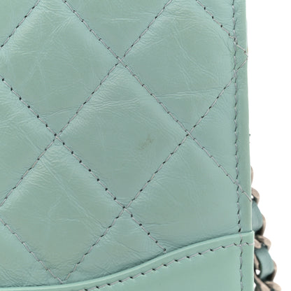Chanel Aged Calfskin Quilted Gabrielle Wallet On Chain WOC Light Blue 12 of 12