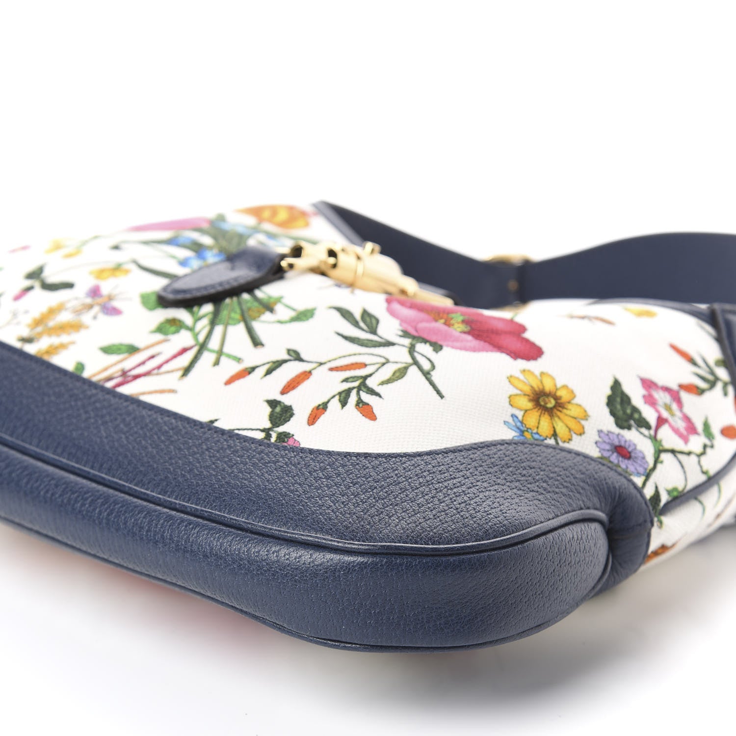 Gucci Canvas Flora Medium Jackie Hobo Blue Agata 6 of 12
