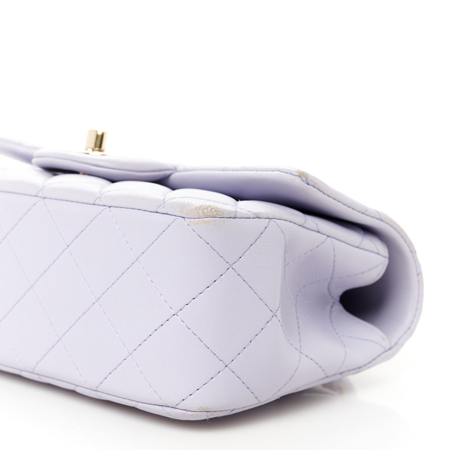 Lambskin Quilted Mini Top Handle Rectangular Flap Light Purple