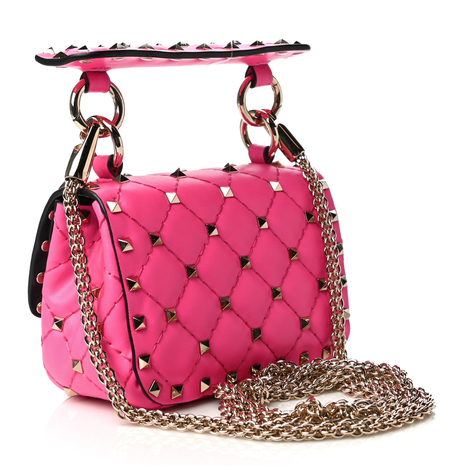 Valentino Garavani Calfskin Micro Rockstud Spike Shoulder Bag Azalea 3 of 13