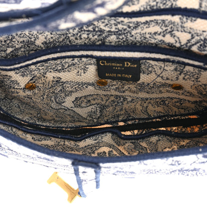 Christian Dior Canvas Embroidered Toile de Jouy Saddle Bag Blue 5 of 12