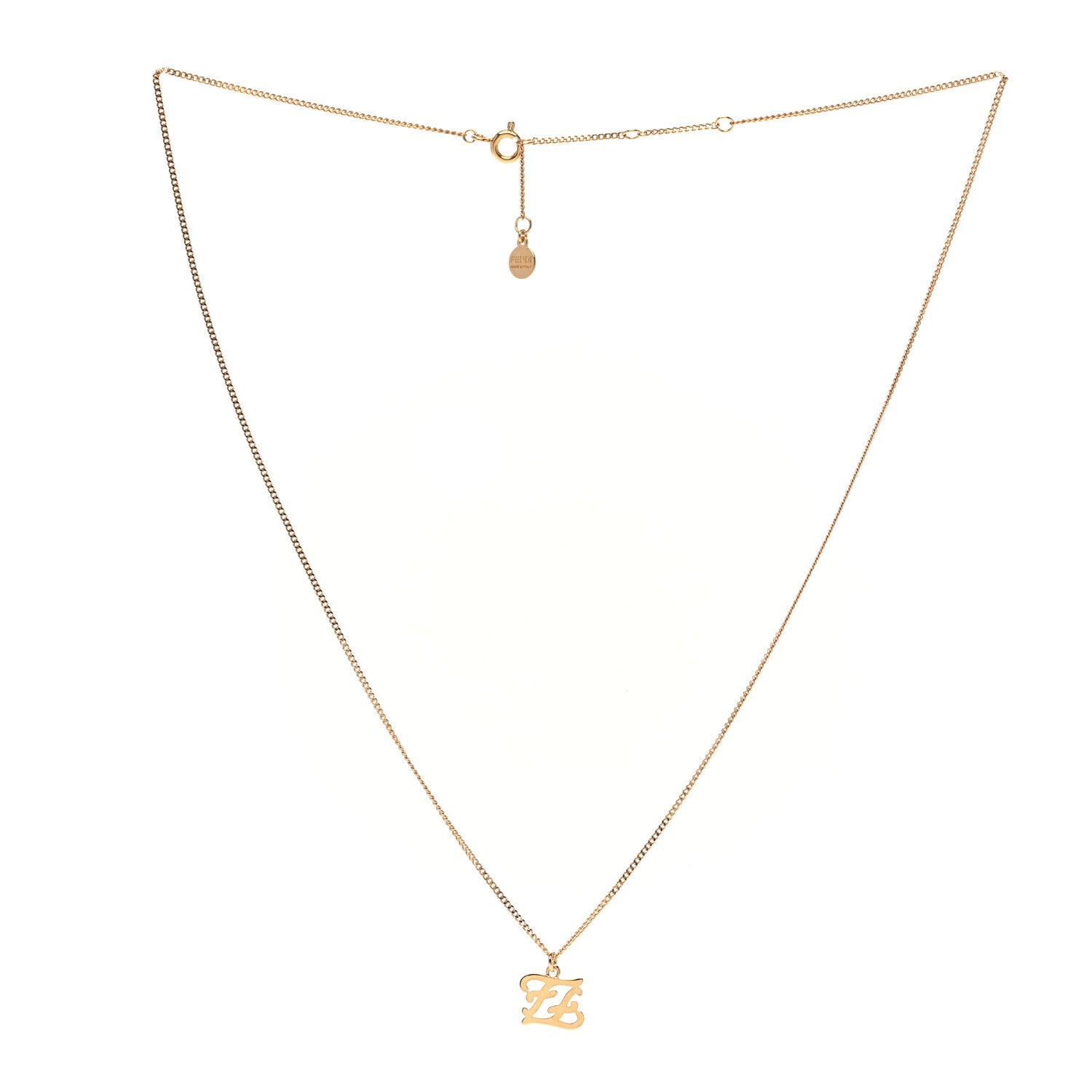 Fendi Metal Karligraphy Necklace Gold 3 of 7