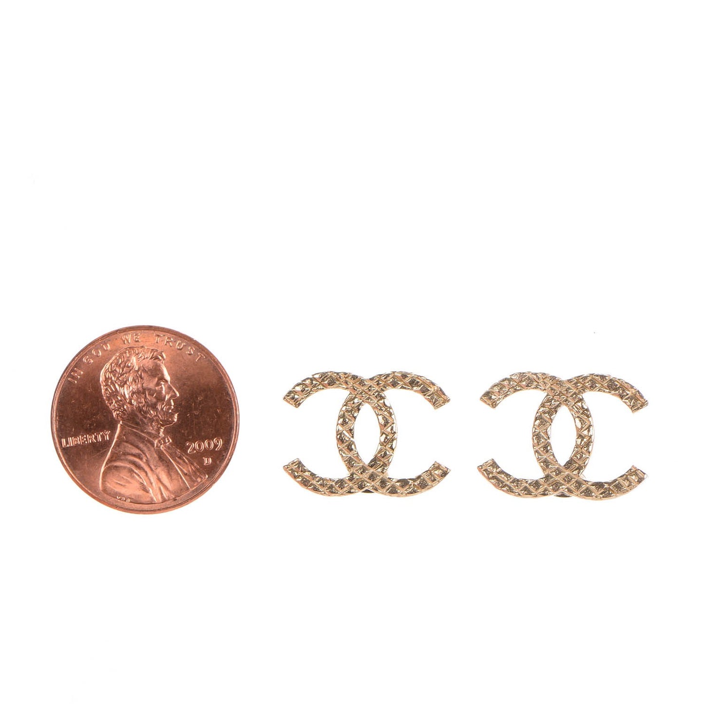 Quilted CC Earrings Light Gold