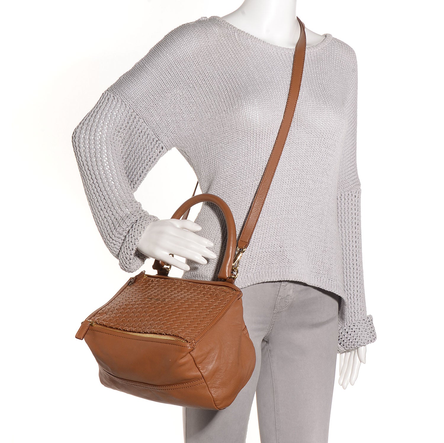 Givenchy Lambskin Small Woven Pandora Tan 2 of 12