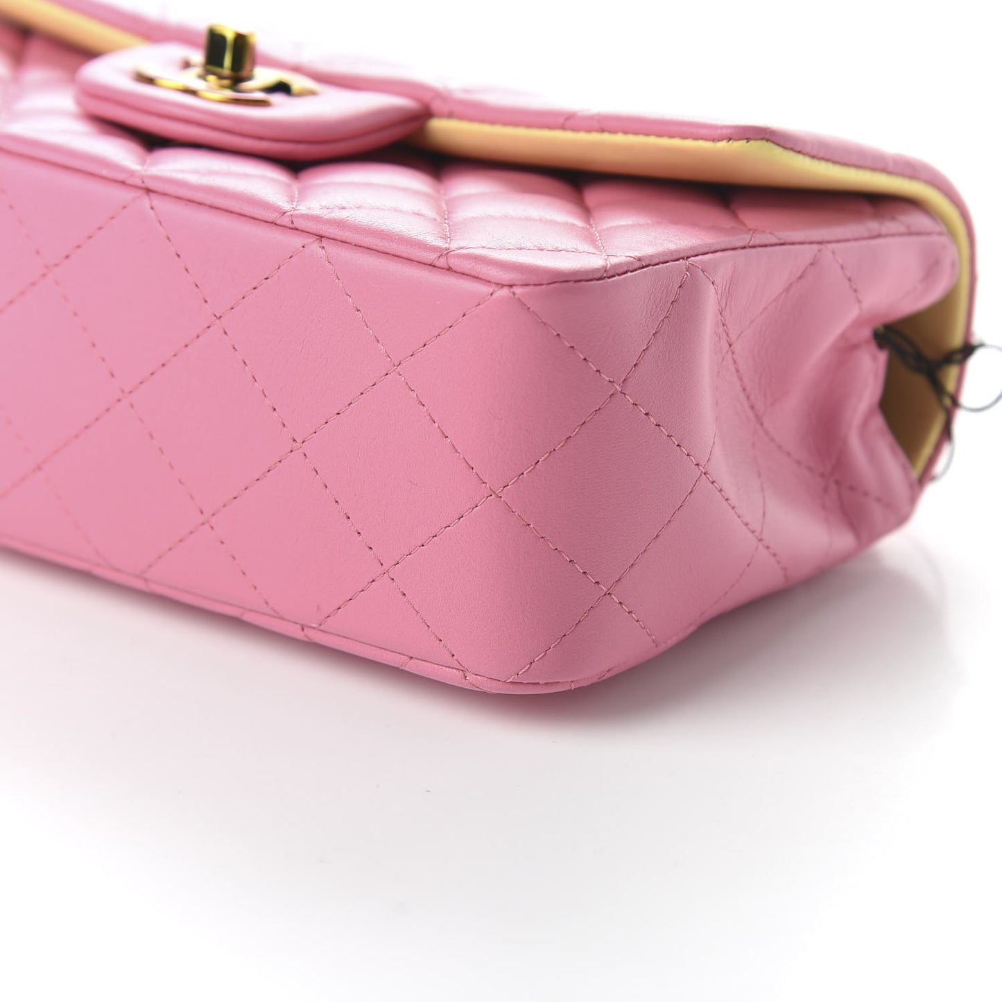 Lambskin Quilted Mini Rectangular Flap Pink Yellow