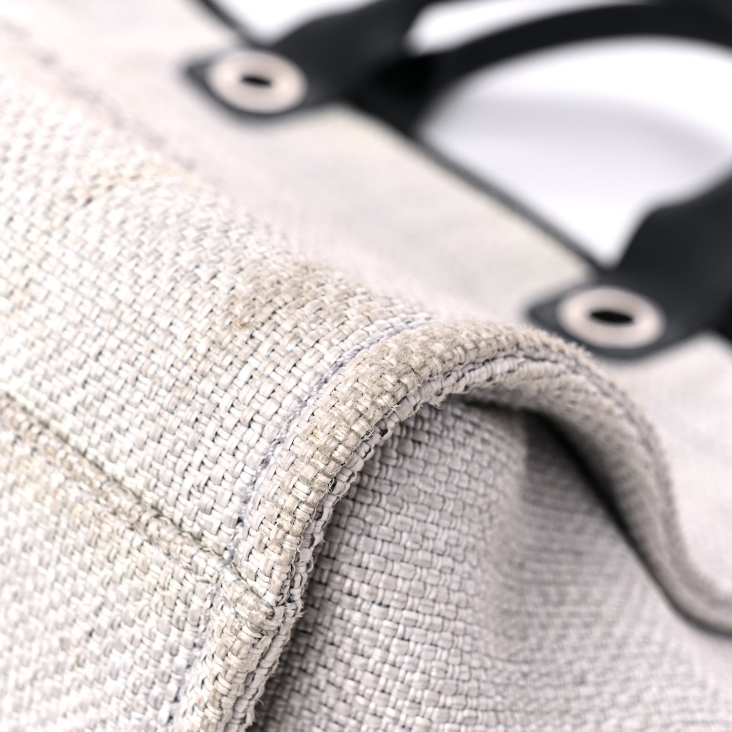 Woven Straw Raffia Medium Deauville Tote Grey