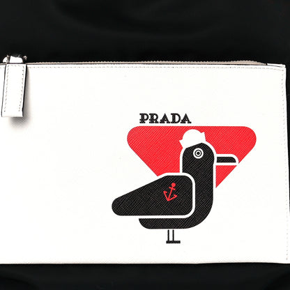 Prada Tessuto Nylon Bird Pocket Motif Drawstring Backpack Black 3 of 10