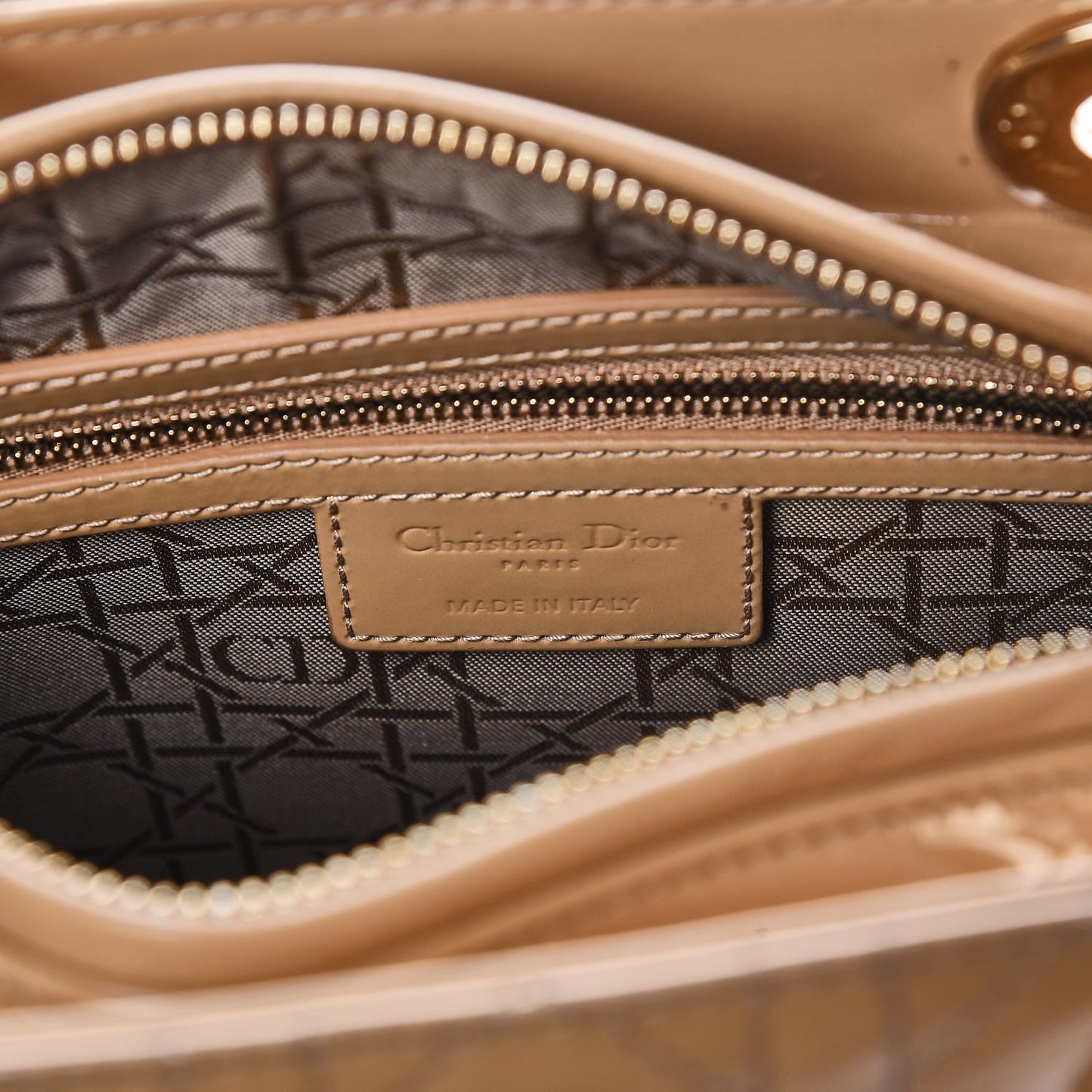Patent Cannage Medium Lady Dior Beige