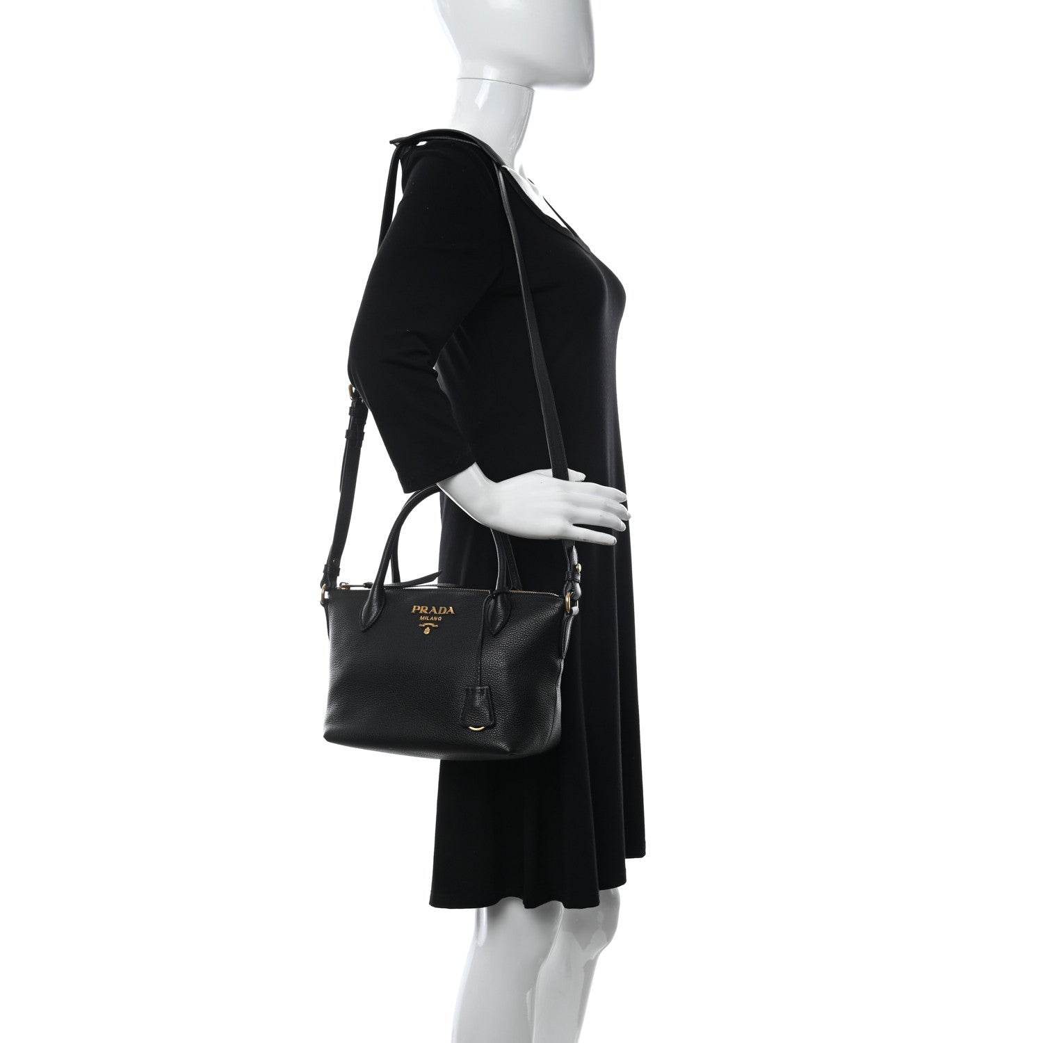 Prada Vitello Daino Bag Black 2 of 10