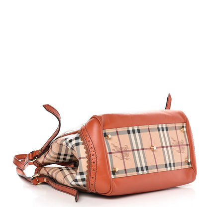 Burberry Haymarket Check Small Brogue Tassel Tote Bright Russet 4 of 12