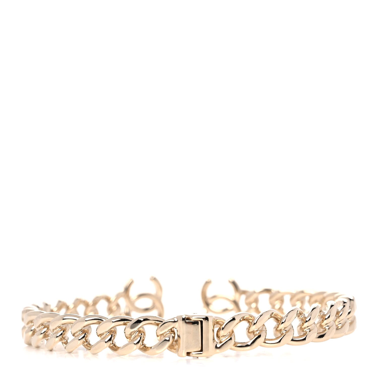Chanel Metal CC Chain Link Choker Necklace S Gold 3 of 5
